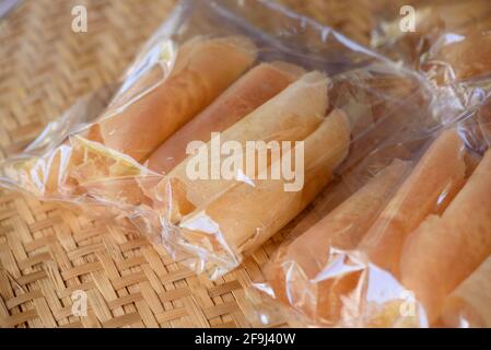 Delicious arpong, a local dessert of Phuket, in plastic bag Stock Photo