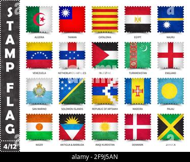 Stamp with official country flag pattern and old grunge texture and countries name . Square shape . Vector . Set 4 of 12 on this series ( All national Stock Vector