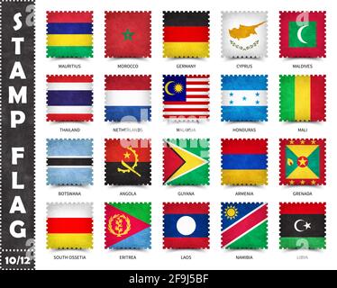 Stamp with official country flag pattern and old grunge texture and countries name . Square shape . Vector . Set 10 of 12 on this series ( All nationa Stock Vector