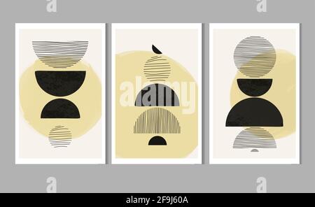 Set of creative abstract modern trendy wall Stock Vector