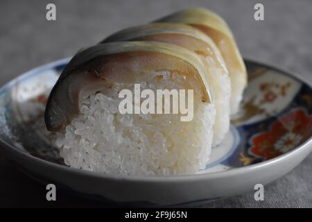 Sabazushi (Marinated Mackerel Sushi), Japanese Food Stock Photo