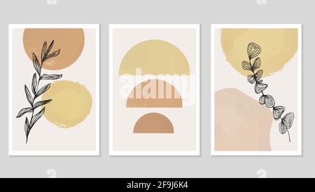 Set of creative abstract modern trendy wall art Stock Vector