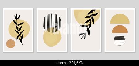 Set of creative abstract modern trendy wall art Stock Vector