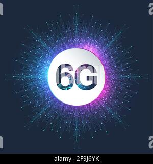 6G network wireless systems and internet vector illustration. Communication network. Business concept banner. Artificial Intelligence and Machine Stock Vector
