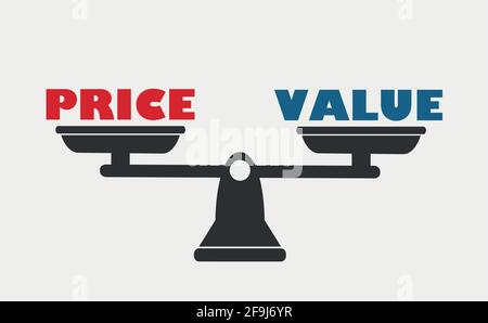 Balance scale weight for price and value. Vector conceptual Stock Vector