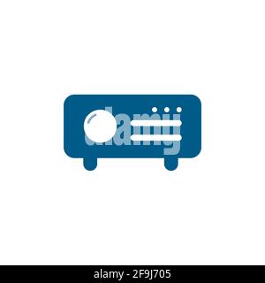 Projector Blue Icon On White Background. Blue Flat Style Vector Illustration. Stock Vector