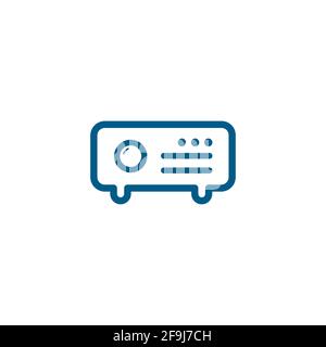 Projector Line Blue Icon On White Background. Blue Flat Style Vector Illustration. Stock Vector