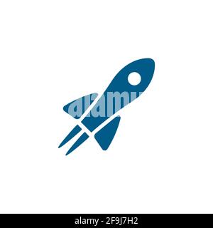 Rocket Blue Icon On White Background. Blue Flat Style Vector ...