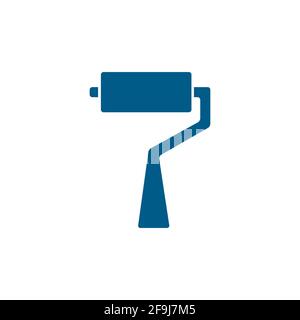Roller Brush Blue Icon On White Background. Blue Flat Style Vector Illustration. Stock Vector