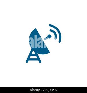 Satellite Dish Blue Icon On White Background. Blue Flat Style Vector Illustration. Stock Vector