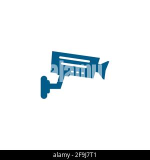 Security Camera Blue Icon On White Background. Blue Flat Style Vector Illustration. Stock Vector
