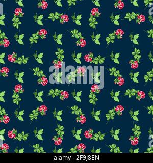 Drawing branches with flowers roses, bloom in pink colors, floral seamless pattern, nature abstract background vector. Line art botanical illustration Stock Vector