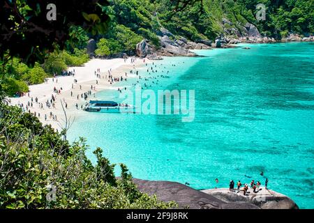 Similan Islands, Khaolak, Phang-Nga, Thailand April 18, 2021 Stunning, scenic view with turquoise blue water of the Andaman sea at Similan Islands Stock Photo