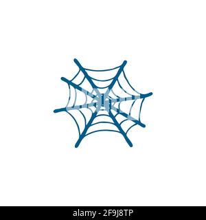 Spider Net Blue Icon On White Background. Blue Flat Style Vector Illustration. Stock Vector