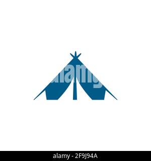Tent Blue Icon On White Background. Blue Flat Style Vector Illustration. Stock Vector