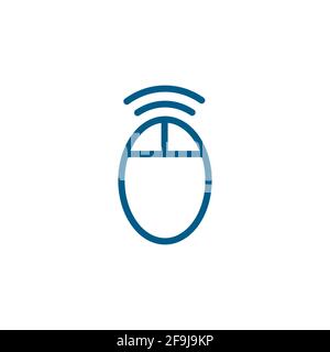Wifi Mouse Line Blue Icon On White Background. Blue Flat Style Vector Illustration Stock Vector