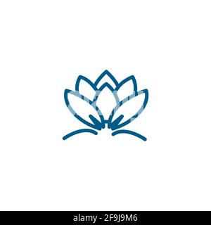 Water Lily Line Blue Icon On White Background. Blue Flat Style Vector Illustration Stock Vector