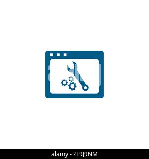 Web Page Maintenance Blue Icon On White Background. Blue Flat Style Vector Illustration Stock Vector