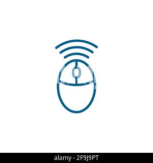 Wifi Mouse Line Blue Icon On White Background. Blue Flat Style Vector Illustration Stock Vector