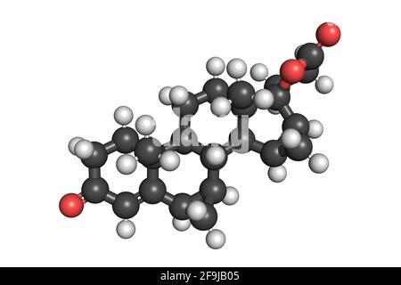 Drospirenone contraceptive medication molecule 3D render chemical structure Stock Photo