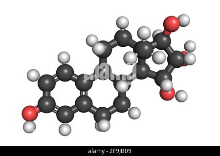 Estetrol estrogen hormone medication molecule 3D render chemical structure Stock Photo