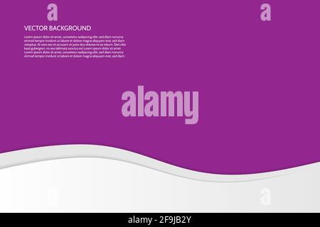 Vector modern simple wavy purple background with paper effect. Background with gray and white waves. Sample text. Stock Vector