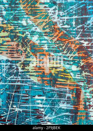 abstract colorful painted and scratched background Stock Photo