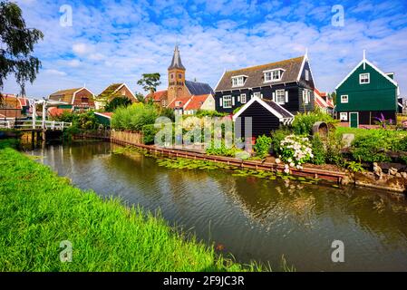 Typical Dutch village with beautiful wooden houses on the island of Marken  in the Netherlands Holland Stock Photo - Alamy