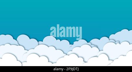 Clouds on blue sky banner Stock Vector