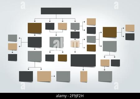 Fowchart. Colored shadows scheme. Stock Vector