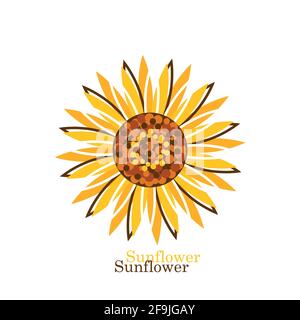 Sunflower on white background in flat style Stock Vector