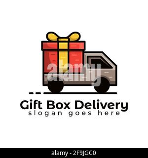 logo design gift box delivery vector Stock Vector