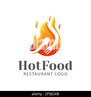 logo design hot food fire vector Stock Vector