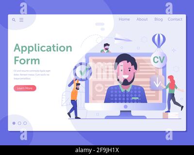 Job Application Form Web Page Landing Template Stock Vector