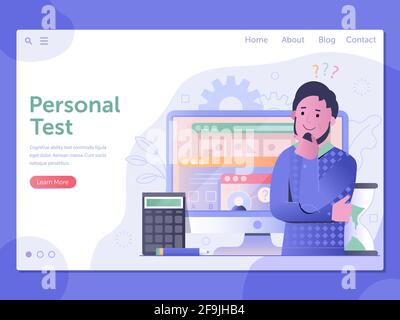 Personal Ability Test Web Landing Page Template Stock Vector
