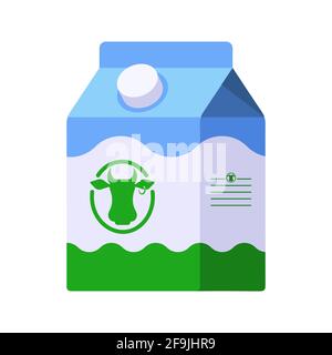 Colorful Vector milk icon. Flat style template of milk package in white, blue and green colors Stock Vector