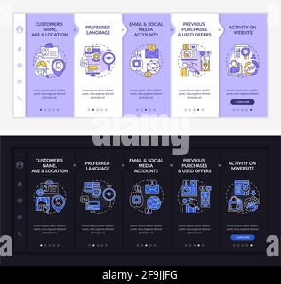 Smart content analytics criteria onboarding vector template Stock Vector