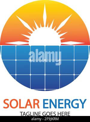 Sun solar energy logo design template. solar tech logo designs Stock Vector
