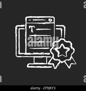 Professionalism chalk white icon on black background Stock Vector