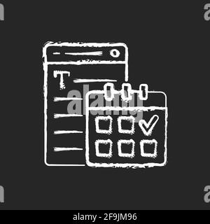 Meeting deadlines chalk white icon on black background Stock Vector