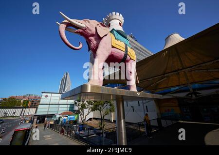 The iconic elephant statue at Elephant and Castle in South East London Stock Photo