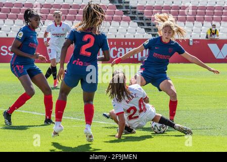 Sevilha, Espanha. 18th Apr, 2021. Match between Sevilla vs Atlético de Madrid valid for the 26th round of the Iberdrola League 2020/21, at the Jesús Navas Stadium in Seville, AN, Spain Credit: Adam Escada/FotoArena/Alamy Live News Stock Photo