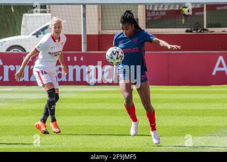 Sevilha, Espanha. 18th Apr, 2021. Match between Sevilla vs Atlético de Madrid valid for the 26th round of the Iberdrola League 2020/21, at the Jesús Navas Stadium in Seville, AN, Spain Credit: Adam Escada/FotoArena/Alamy Live News Stock Photo