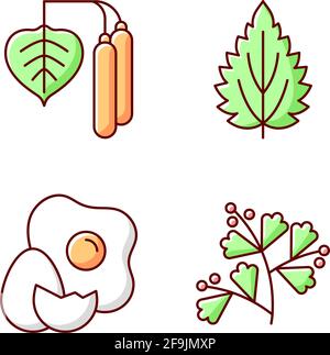 Intolerance for allergen RGB color icons set Stock Vector