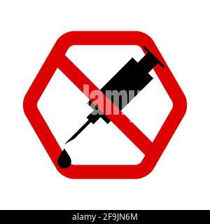 Stop drugs. Prohibition sign. Forbidden hexagonal sign. Vector illustration isolated on white. Stock Vector