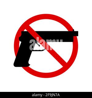 No gun. Prohibition sign. Forbidden round sign. Vector illustration isolated on white. Stock Vector