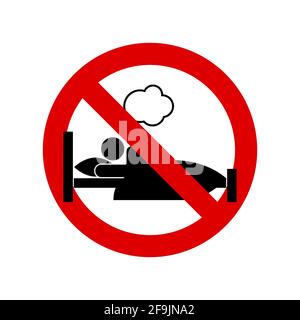No sleeping, no dreaming prohibition sign. Forbidden round sign. Vector illustration isolated on white. Stock Vector