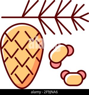 Cedar and pine tree pollen RGB color icon Stock Vector
