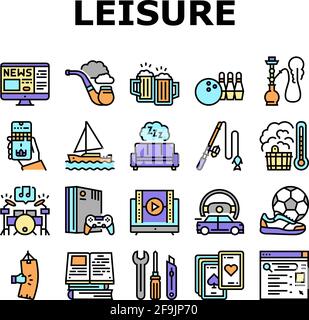 Mens Leisure Time Collection Icons Set Vector Stock Vector