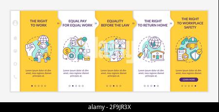 Immigrant worker rights onboarding vector template Stock Vector